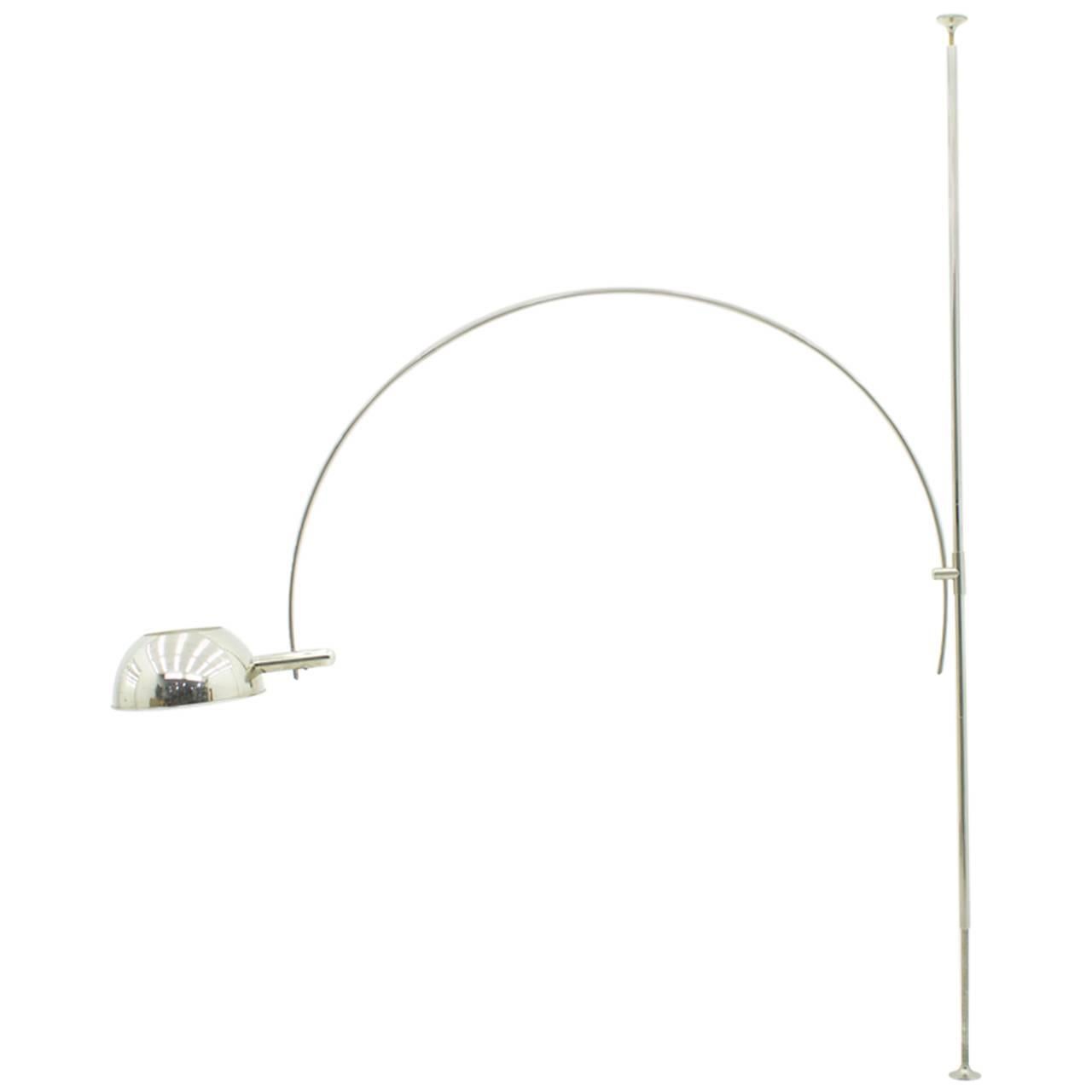 Silver Ceiling to Floor Lamp with Adjustable Arc by Florian Schulz, 1970s For Sale