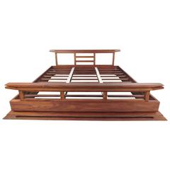 Contemporary Modern Solid Teak King Size Bed Frame