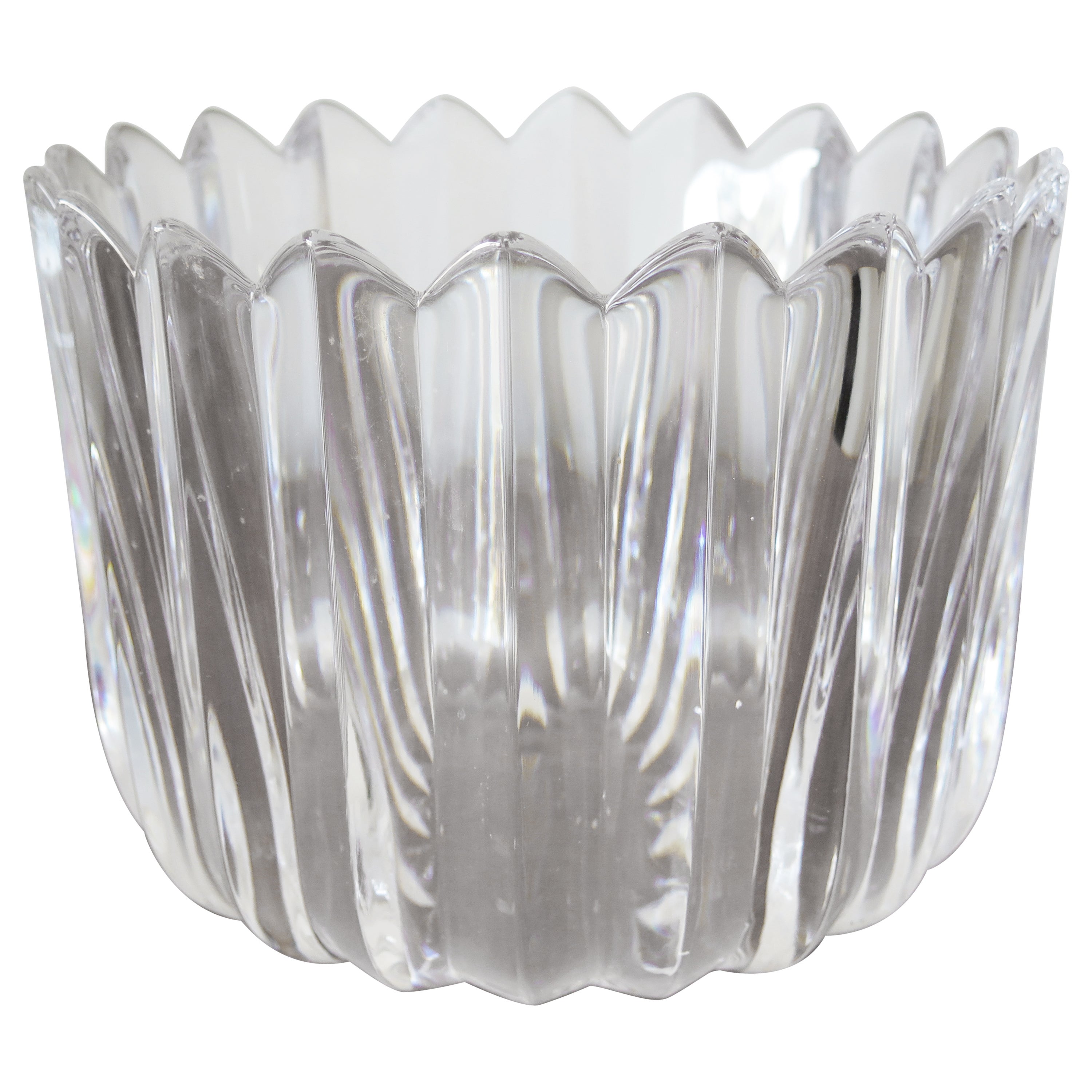 Vintage Large Crystal Bowl with Silver Plated Rim For Sale at 1stDibs