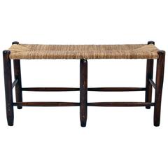 Wood Bench with Woven Rush Seat