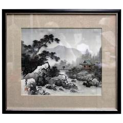 Mid-Century Japanese Ink Wash Painting