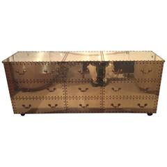 Used Sarreid  Brass Sideboard Dresser Credenza Buffet Nine Drawer Hollywood Regency  