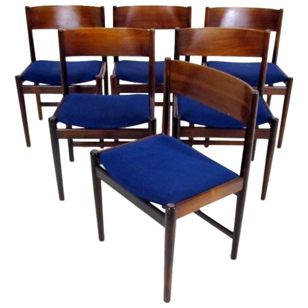 Set of Six Rosewood Chairs by Kurt Østervig for Sibast Furniture For Sale