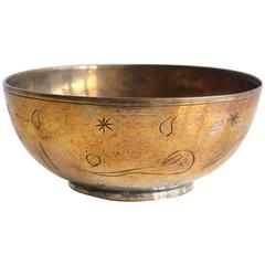 Brass Bowl with Abstract Etchings