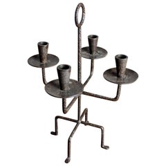 Large Wrought Iron Candelabrum in the Style of Tommi Parzinger, 1950s