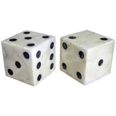 Huge Marble Dice Bookends or Table Sculpture, Italy