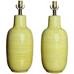 Vibrant Yellow Ceramic Table Lamps by Design Technics, 1960s