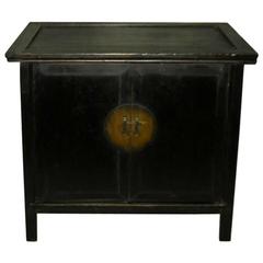 19th Century Chinese Black Lacquer Two-Door Cabinet