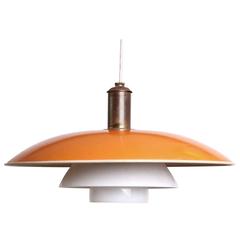 Poul Henningsen PH 5/4 Pendant in Yellow Enameled Metal and Opaque Glass