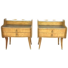 Pair of Ash Bedside Tables, Italy, 1950s