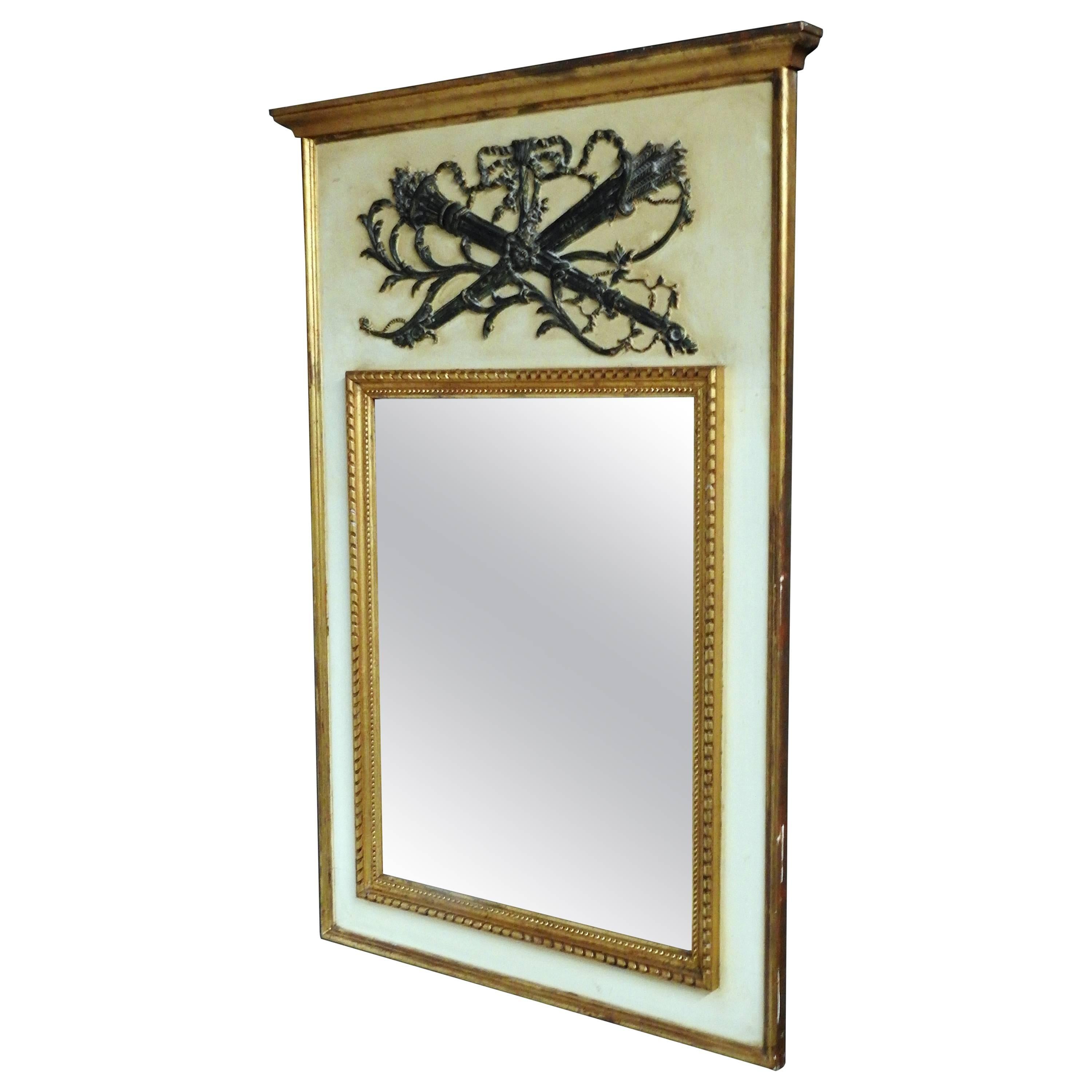 Palladio Italian Louis XVI Style Trumeau Mirror For Sale