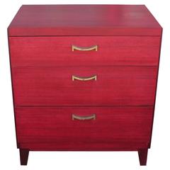 Striking Red Dyed Chest or Dresser with Brass Hardware