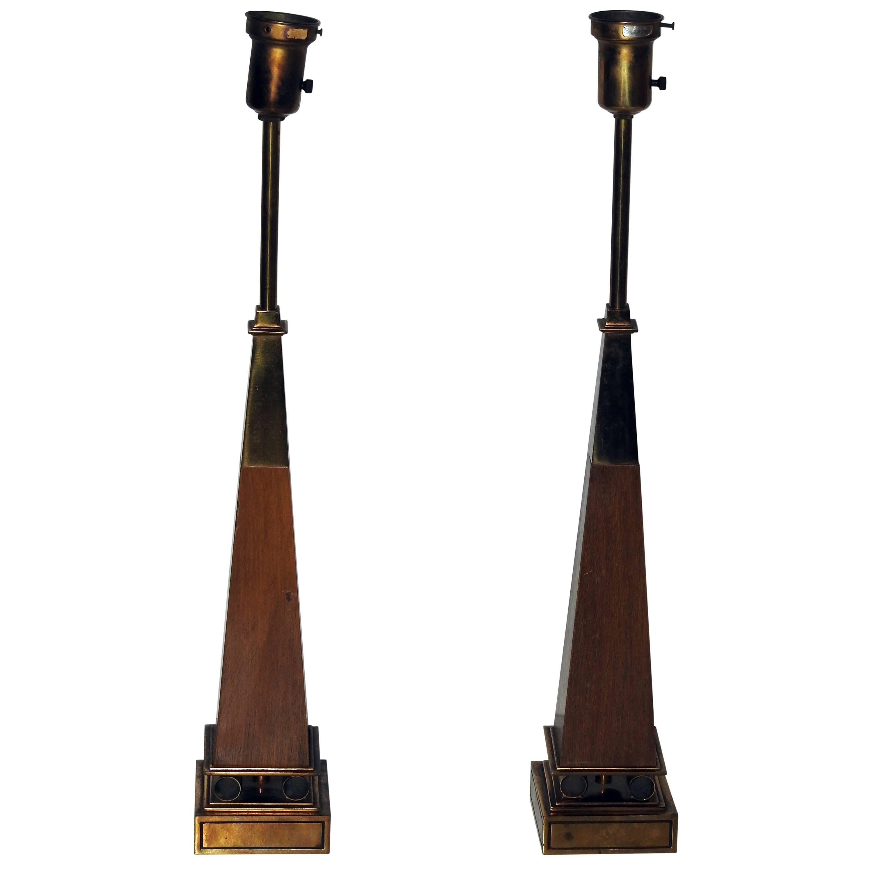 Pair of Stiffel Obelisk Lamps Attributed to Tommi Parzinger For Sale