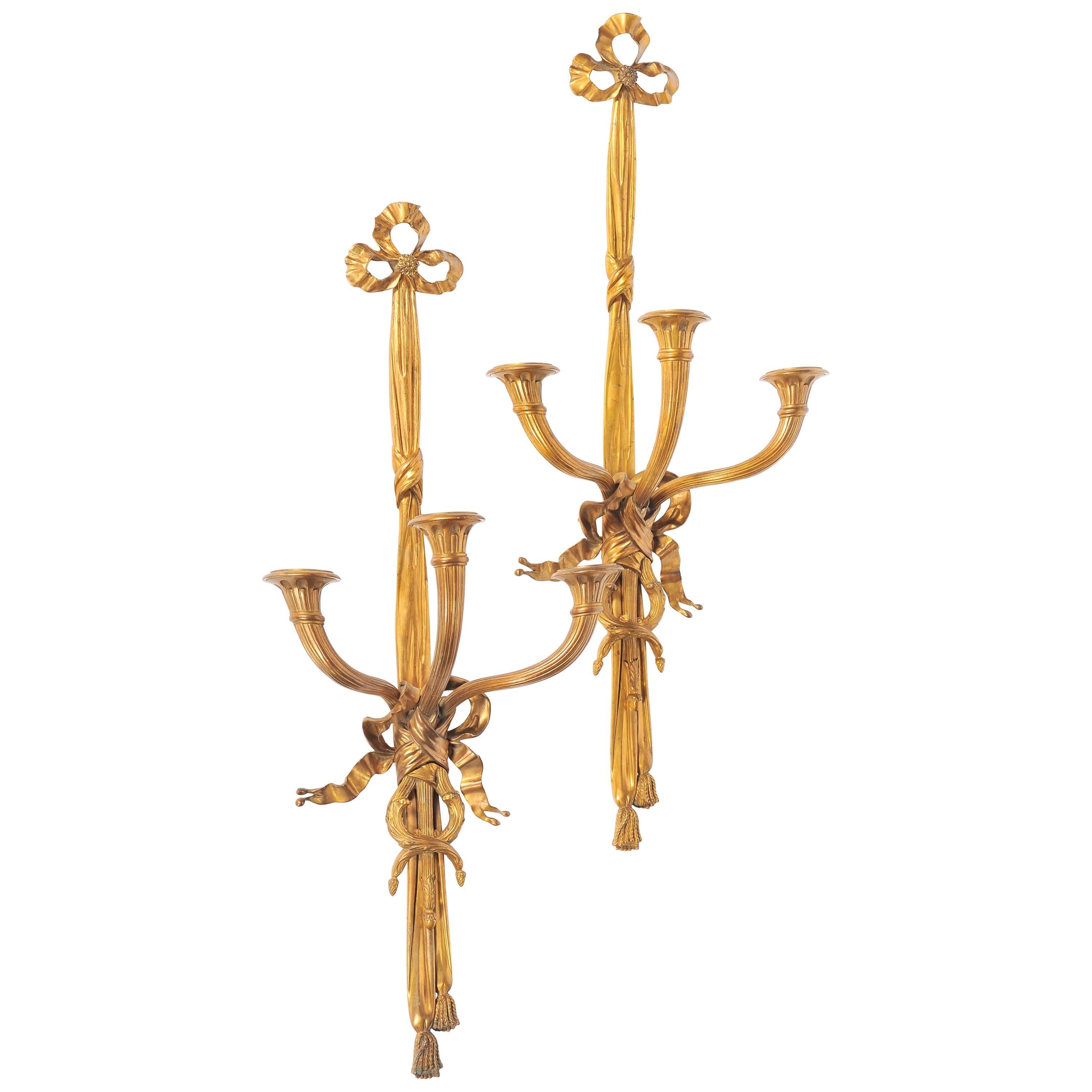 Large Pair of Louis XVI Style Wall Lights