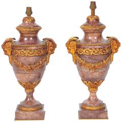 Pair of 19th Century French Marble Lamps Pair of 19th Century French Marble Lamps