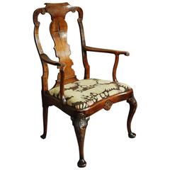 Dutch Late 19th Century Walnut and Beech Armchair in the 18th Century Style