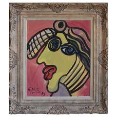 Peter Robert Keil Oil on Board of Lady in White Frame 10