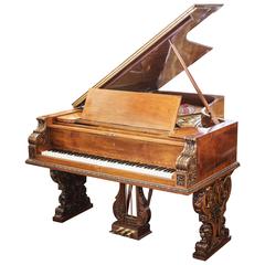 Antique Art Cased Steinway Piano Model B Sculpted Walnut Case Louis XIII, Renaissance