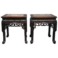 Late 19th Century Matched Pair of Square Chinese Pot Stands 2
