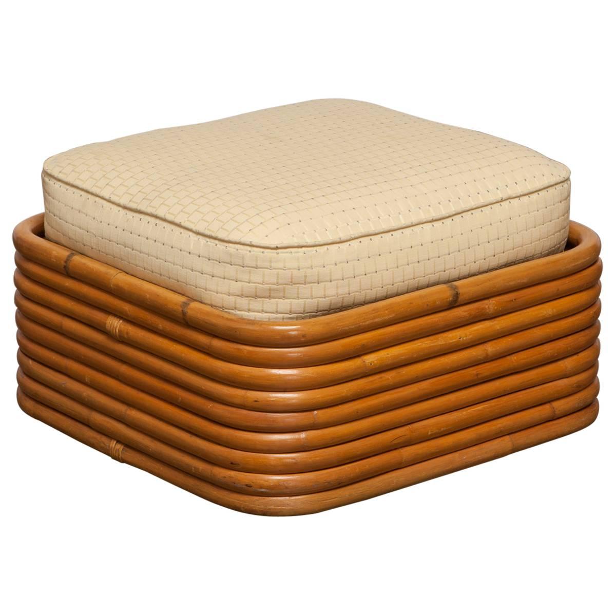 Stacked Rattan Ottoman by Paul Frankl