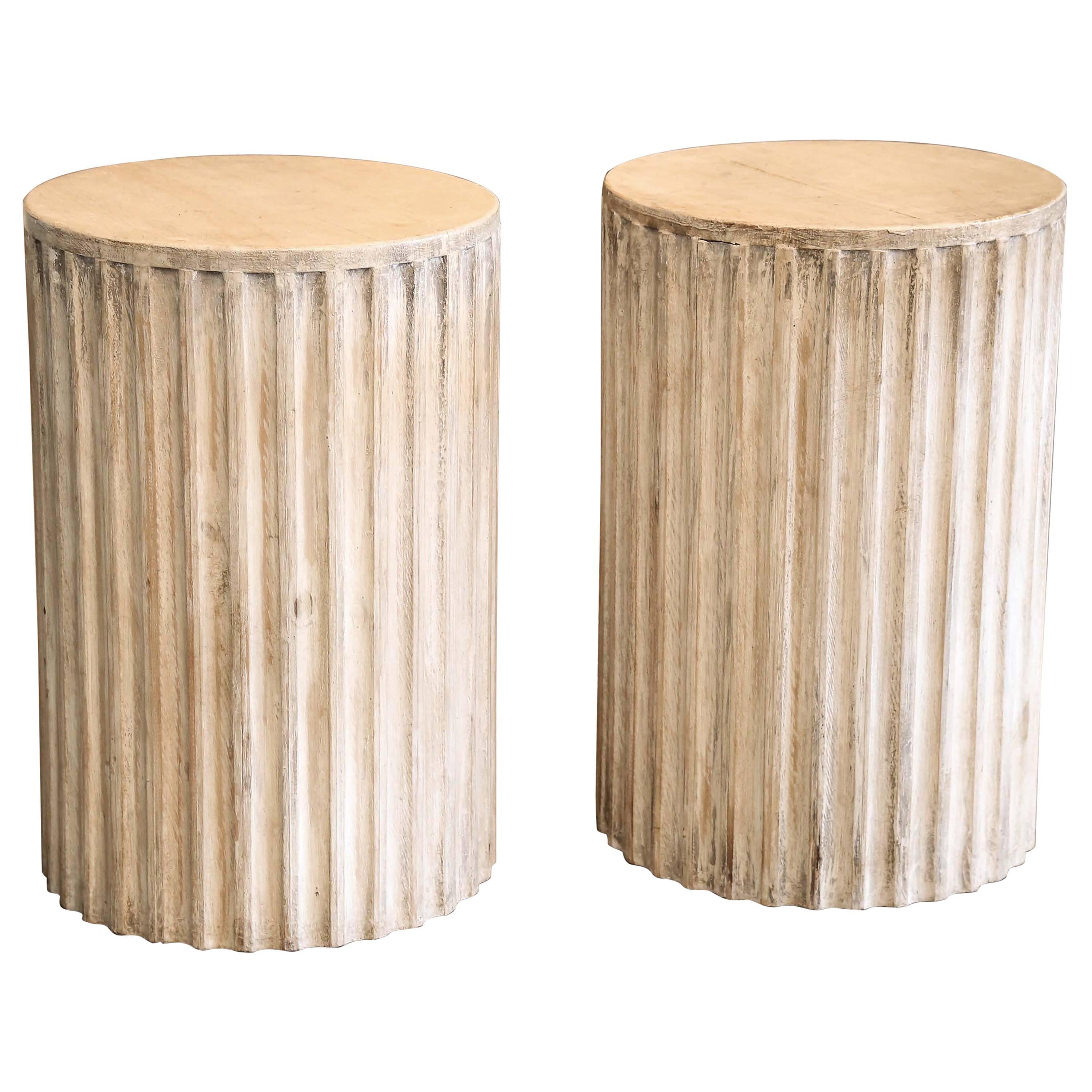 Painted wood fluted column pedestal as a side table. Some custom sizes available.