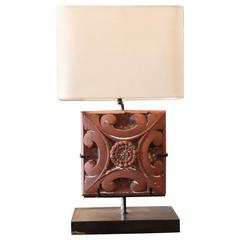 Antique Lamp Fashioned from a Terracotta Tile