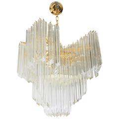 Venini Modern Chandelier with Murano Glass Quatro Punta Prisms 11