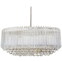 Venini Quatro Punta Prism Oval Chandelier with Crystal Balls