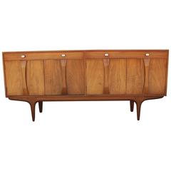 Sculptural Walnut Sideboard with Chrome Hardware
