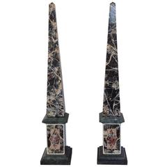 Pair Faux Marble Obelisk