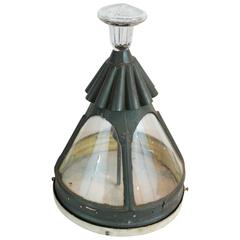 Antique 19th Century Flush Mount Fixture with Large Glass Finial