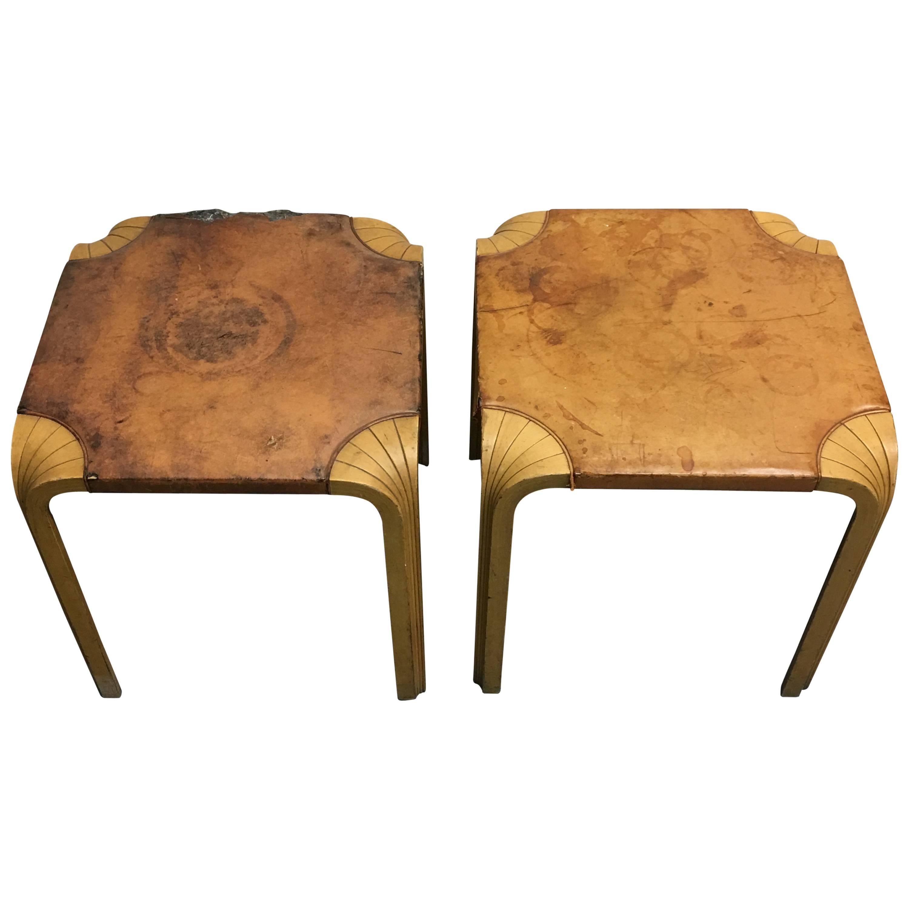 Two Alvar Aalto Fan Leg Stools or Side Tables