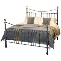 Black and Silver Extra-Wide Bed with Nickel Plated Decoration