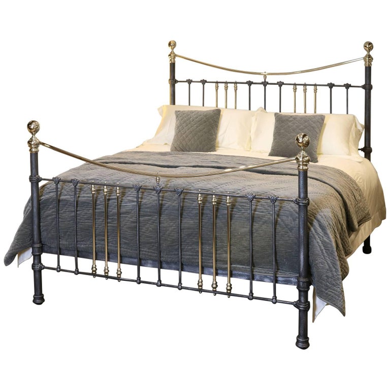 Serene Ethan Black With Brass 6ft Super King Size Metal Bed Frame