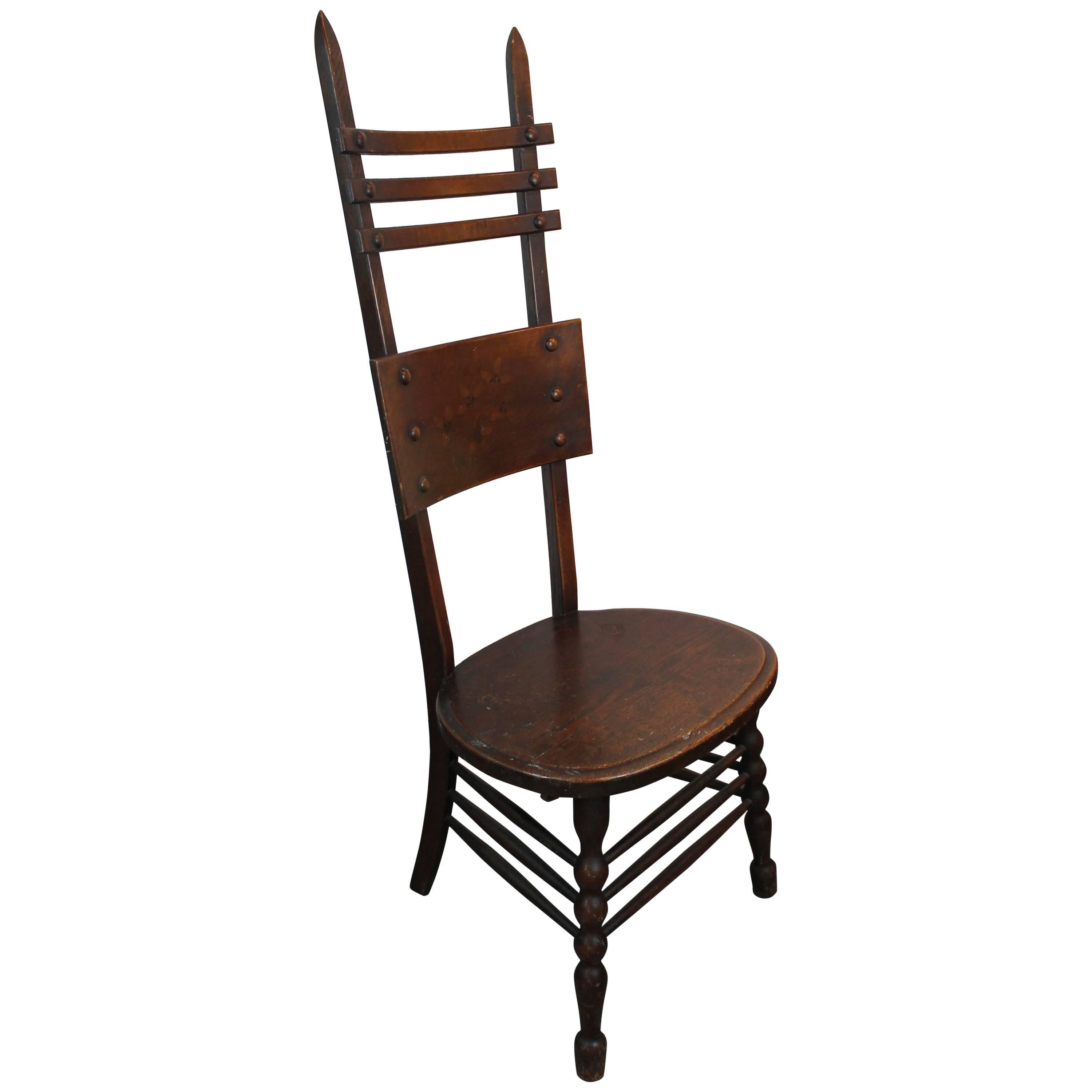 High-Backed Arts and Crafts Chair For Sale