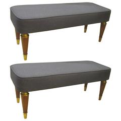 Pair of Italian Mid-Century Modern Upholstered Benches 9