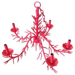 Coral Metal Chandelier Vintage Five-Light Palm Beach Hollywood Regency 4