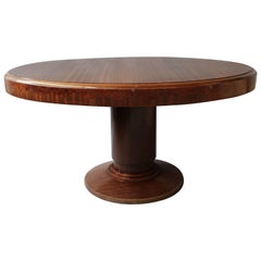 Fine French Art Deco Mahogany and Burl Elm Pedestal Oval Table