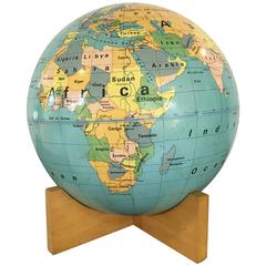 Vintage Nystrom 12-Inch Readiness Globe on Wood Base, 1967