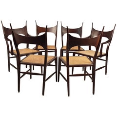 Set of Six Edward Wormley 5580 Dining Chairs for Dunbar 1950s