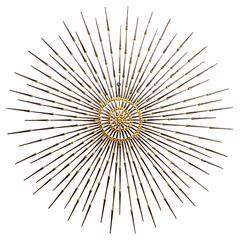 Gilded Metal Sunburst Wall Sculpture Art by Ron Schmidt, circa 1969 7
