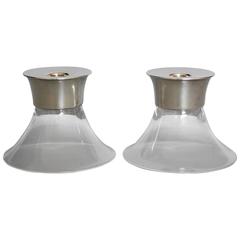 Pair of Allan Adler Sterling and Glass Candle Holders