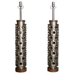Pair of Industrial Cutters as Table Lamps 10