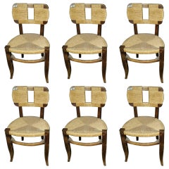 1950 Set of Six Tinted Wood and Rope Chairs 1950 Set of Six Tinted Wood and Rope Chairs