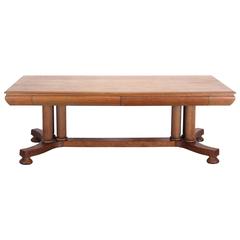 Solid Oak Neoclassical Style Library Partners Desk, Early 1900s