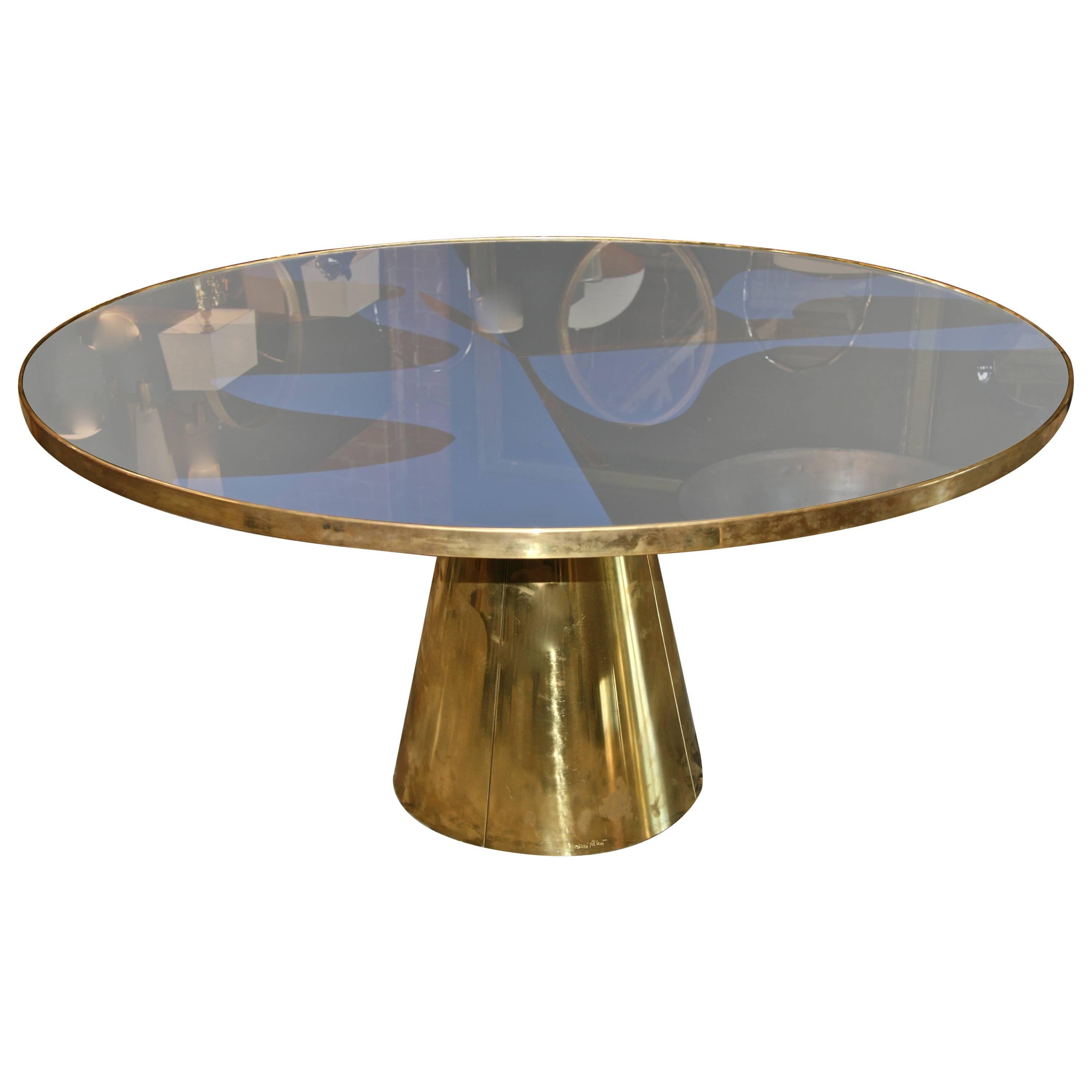 Fabulous Italian Round Brass and Glass Dining Table