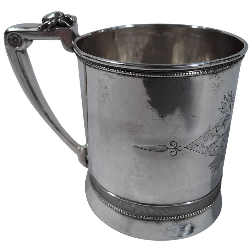 Gorham Coin Silver Baby Cup with Stylized Ornament, circa 1865