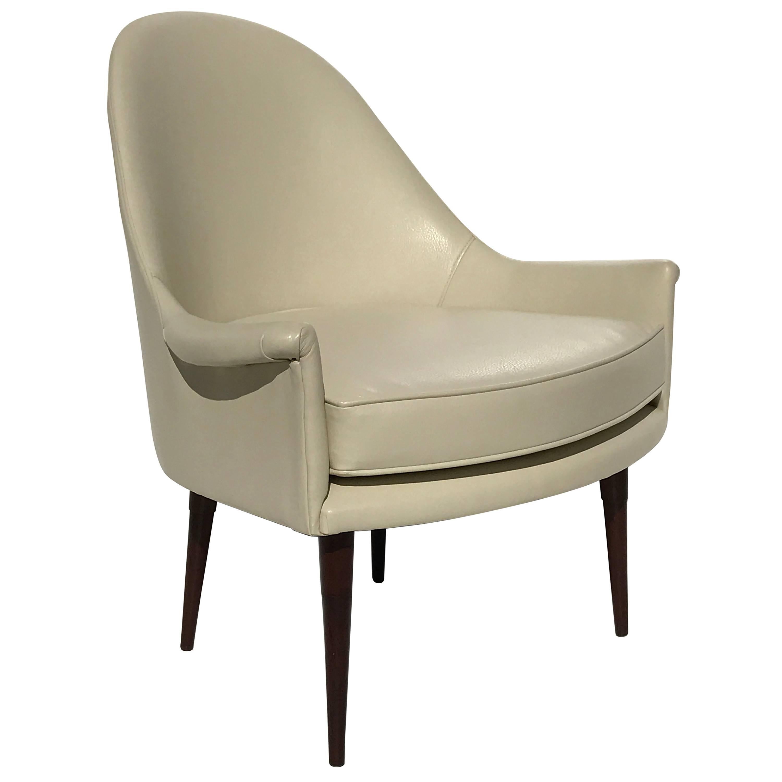 Mid-Century-Loungesessel mit Rundhalslehne mit Rückenlehne