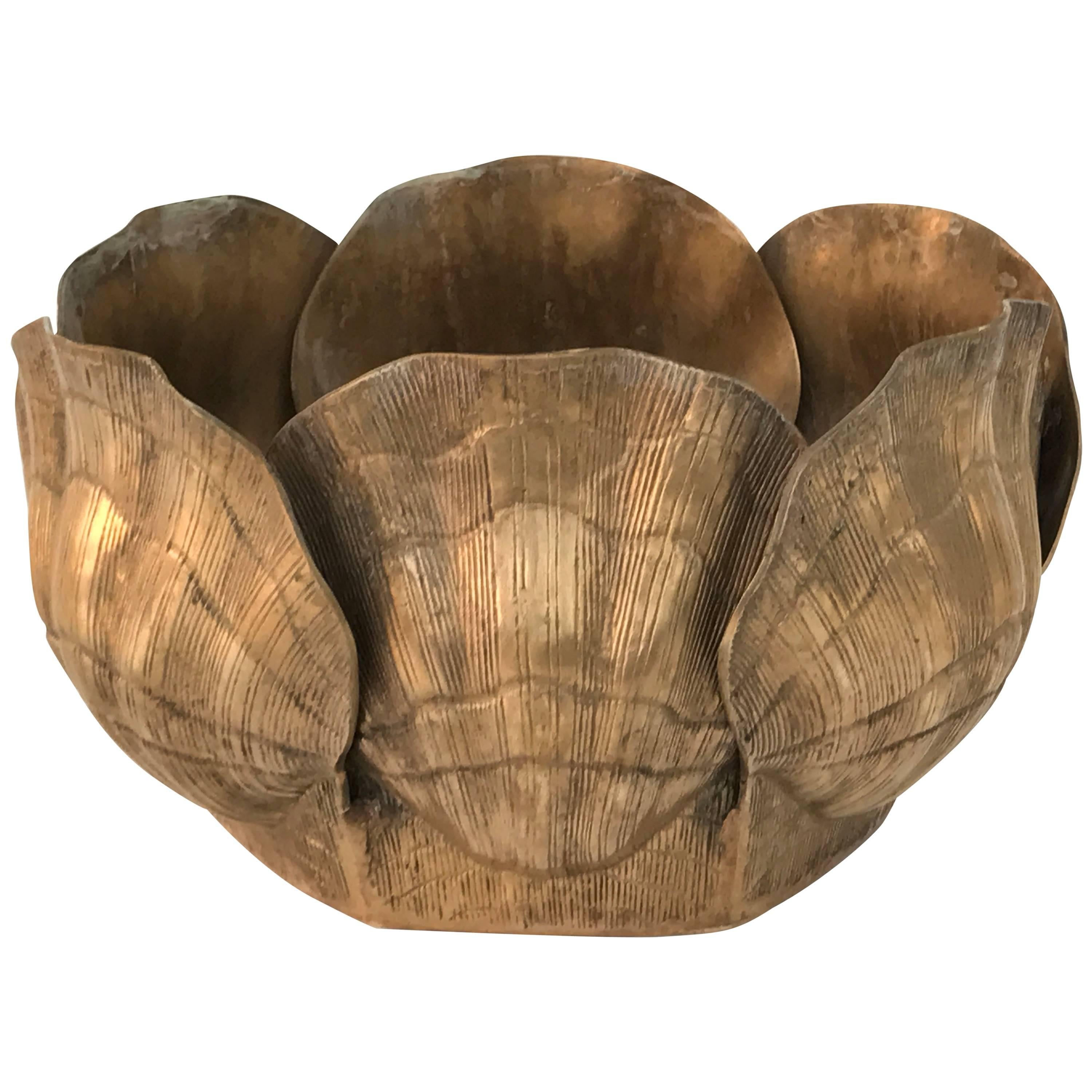 Solid Patinated Brass Shell Planter