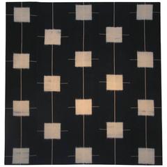 Japanese Five Panel Indigo Cotton Ikat Futon Cover, circa 1900